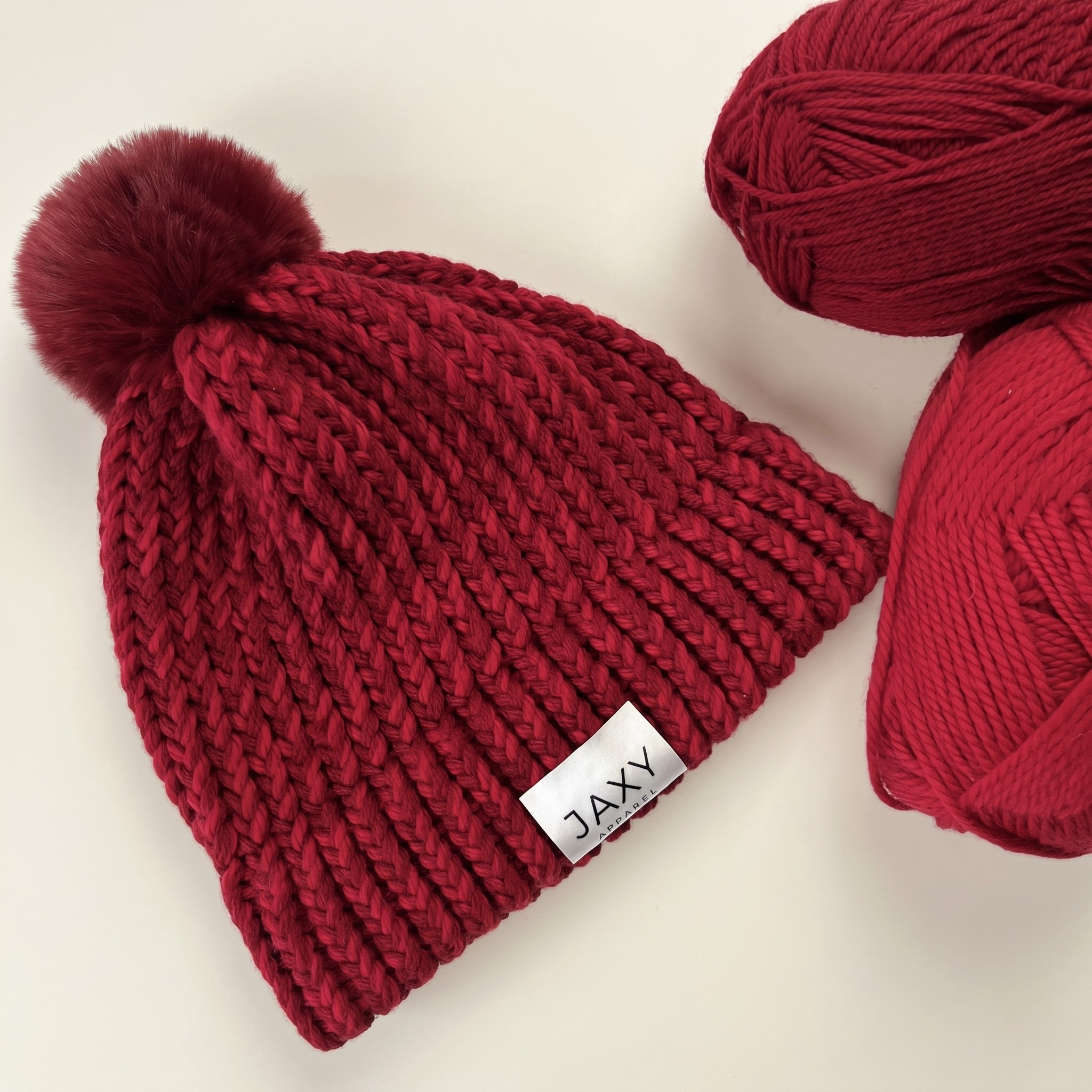Cherry-red Jaxy Beanie: Adult
