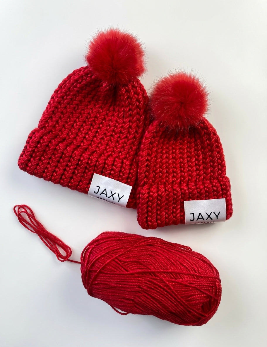 Red Jaxy Beanie: Baby & Toddler