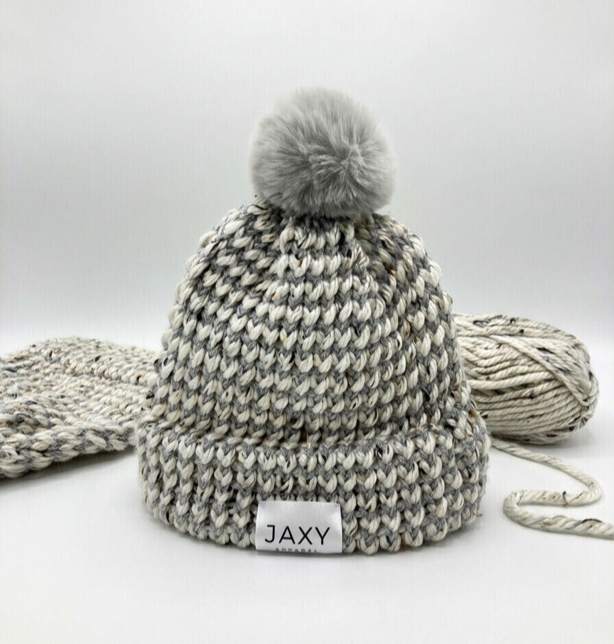 Marble-grey Jaxy Beanie: Adults