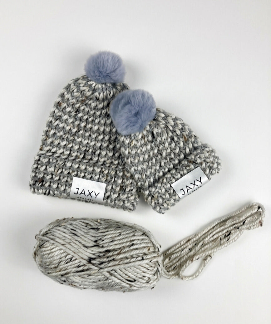 Marble-grey Jaxy Beanie: Baby & Toddler
