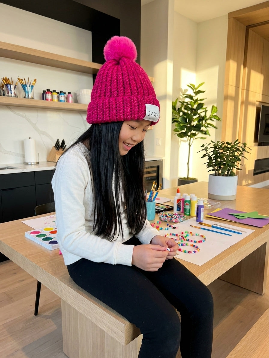 Hot-Pink Jaxy Beanie: Children